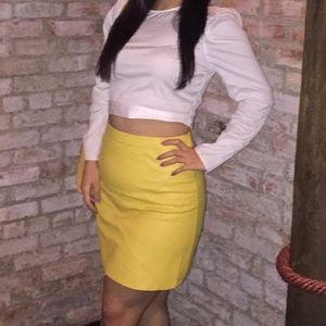Yellow leather skirt